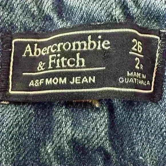 Abercrombie & Fitch Mom Jean Paper Bag Raw Hem Tie High Rise Blue Tie 26 2 Reg - Picture 6 of 6